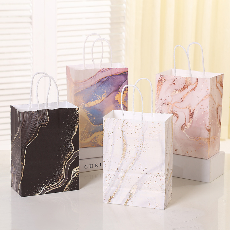Wedding Event Supply - 5Pcs Marble Design Kraft Paper Gift