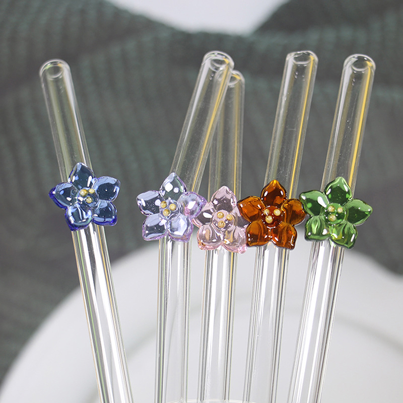 Wedding Fountain - Flower Glass Straw, Reusable Drinking Straws