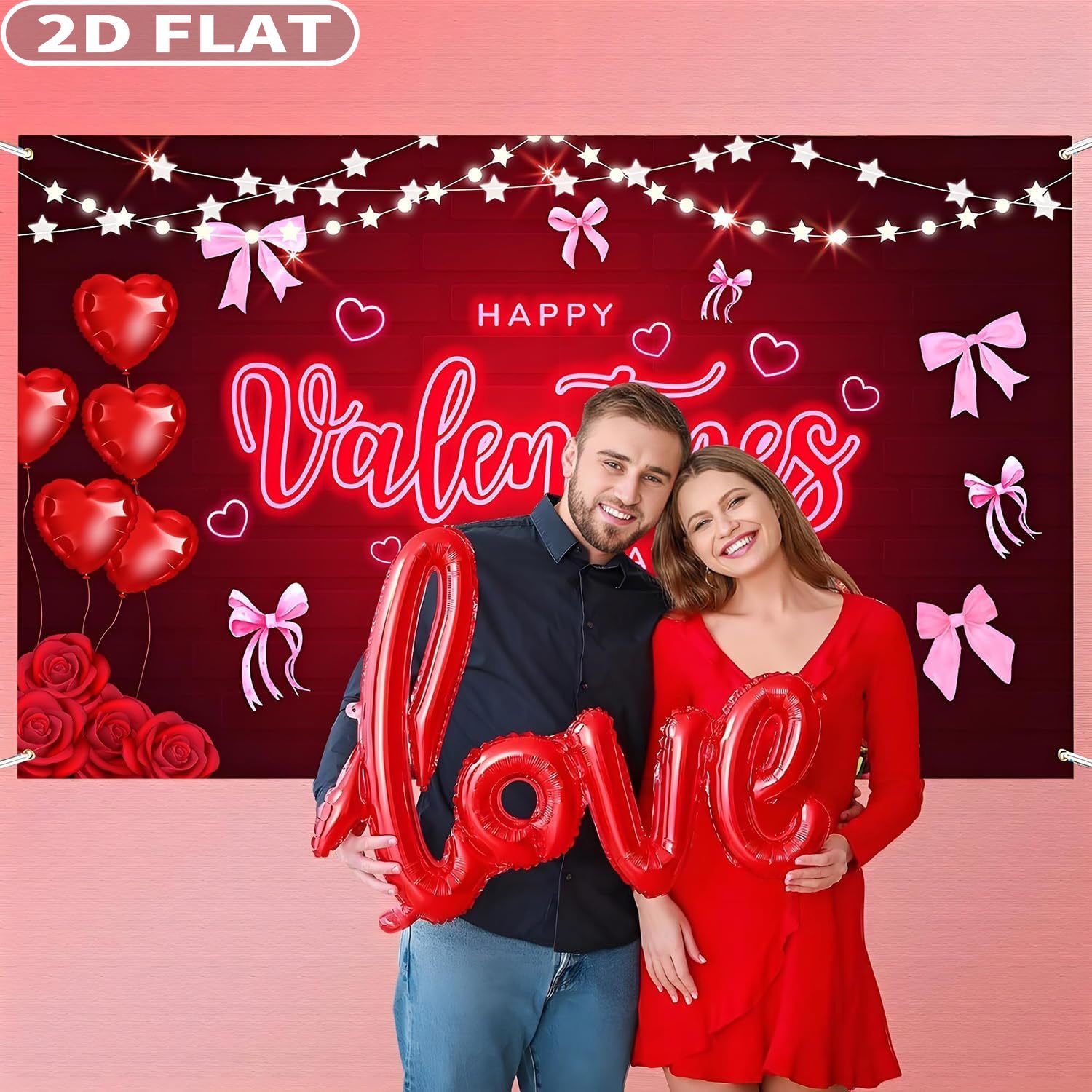 2D FLAT 1pc Happy Valentine's  - Photo Booth Prop recensie en prijs